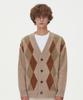 Blond9 Brushed Argyle Knit Cardigan_Beige