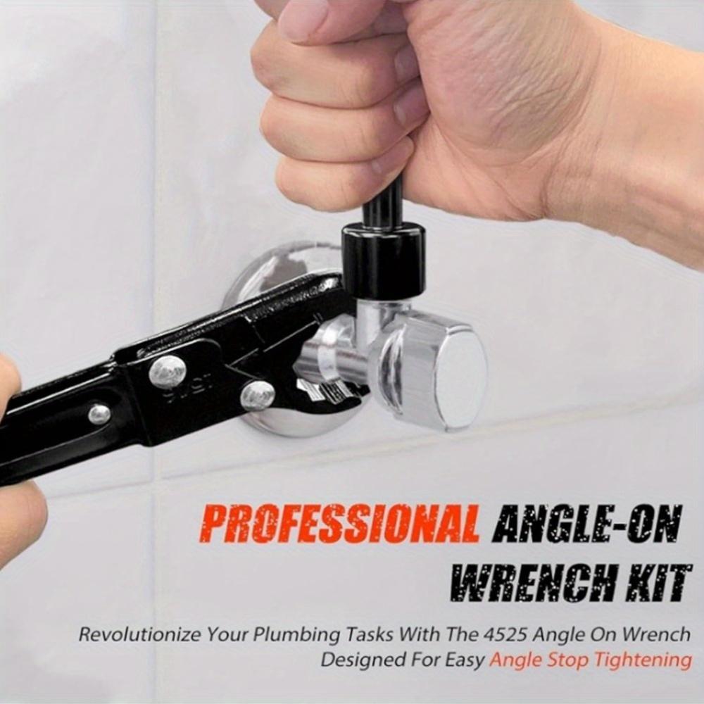 Plumbing Tools Angle Stop Wrench Kit, Angle-on Wrench Professional Plumber Wrench Tools for Installing Angle Stop Removal Tools