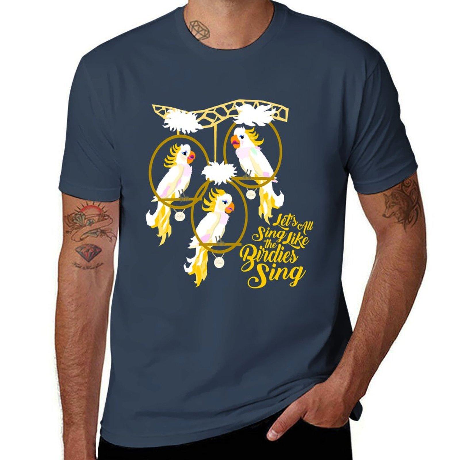 Lets All Sing Like The Birdies Sing Tshirt Retro Style Print Casual Top S