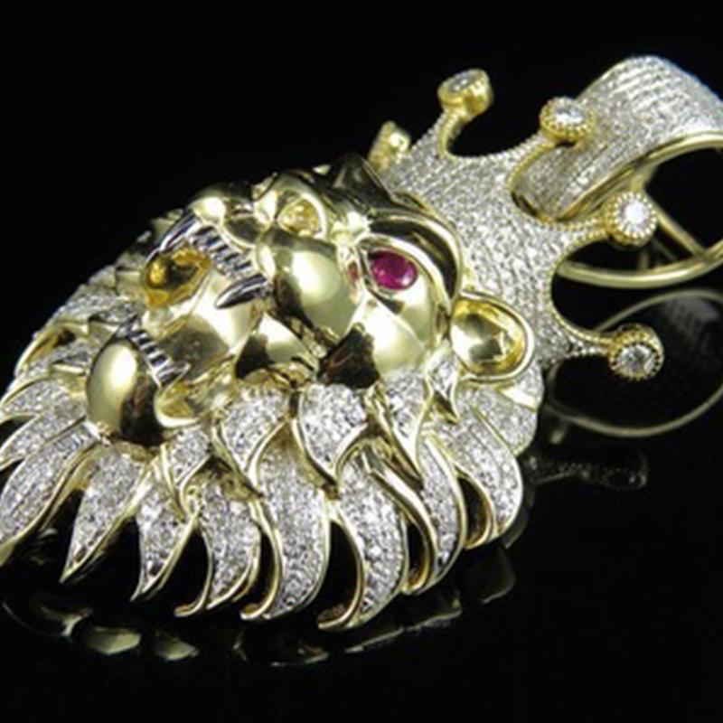 Lion Head Necklace Personality Domineering Men'S Animal Pendant Hip-Hop Punk Accessory