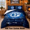 Schalke 04 FC Pattern Bedding 3Pcs Set Custom Name, Bed Sheet And Pillowcases For Home Bedroom