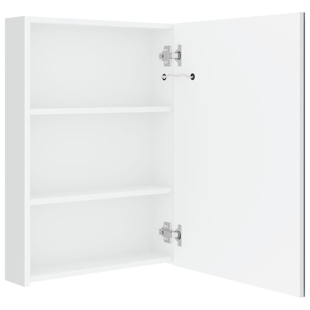 LED Bathroom Mirror Cabinet Glossy White 50 X 13 X 70 Cm