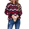 Women's Casual Fashion Round Neck Heart Sweater Knitted Bottoming Shirt