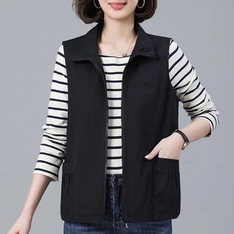 Frühling Herbst Weste Jacke Damen Locker Umlegekragen Lässig Ärmellos Mantel Mode Kurz Weste Top Weiblich
