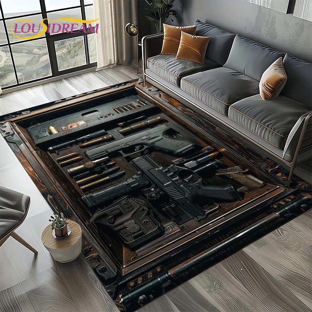 27 Style Retro Guns Pistol Ammunition Bullet Cartridge AK M4 Rug Carpet for Living Room Bedroom Decor,Non-slip for Sofa Doormat