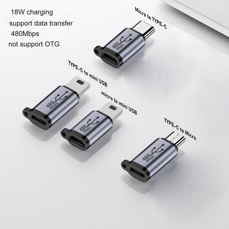 TypeC Female To Mini USB/Type C Female To Micro USB/Micro USB Female To Type C/Micro USB Female To Mini USB Connector Adapter