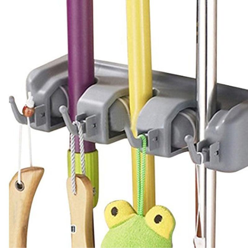 

Wall Mounted Mop Holder Brush Broom Hanger Storage Rack Kitchen Tool Organizer