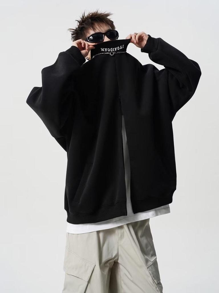 Men's Autumn Trendy Half-High Collar Hoodie Jacket - High Street Versatile Zipper Sportswear for Couples