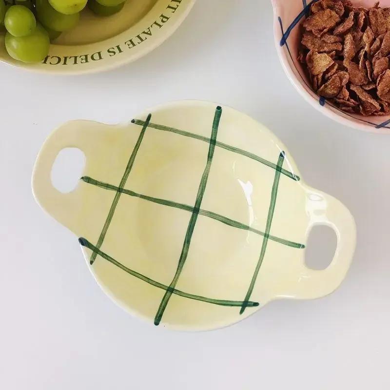 8inch Ceramic Plate Tableware Flat Plates Dessert Dish Cake Saucer Salad Plates Plates and Dishes Carton Dinner Plates