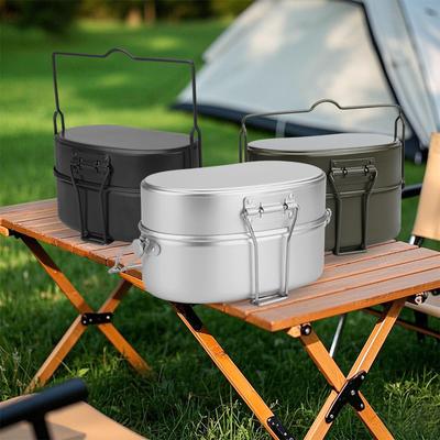 Outdoor CampingMessKit Multifunction Proper Size Aluminium Alloy PortableMilitary Mess Kit for Camping Hiking Outdoor Cooking