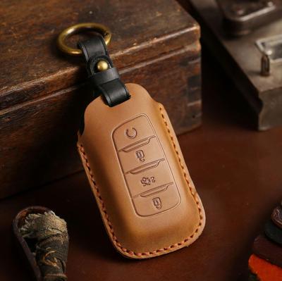 Handmade Crazy Horse Leather Car Key Cover for Changan – Douyin Style