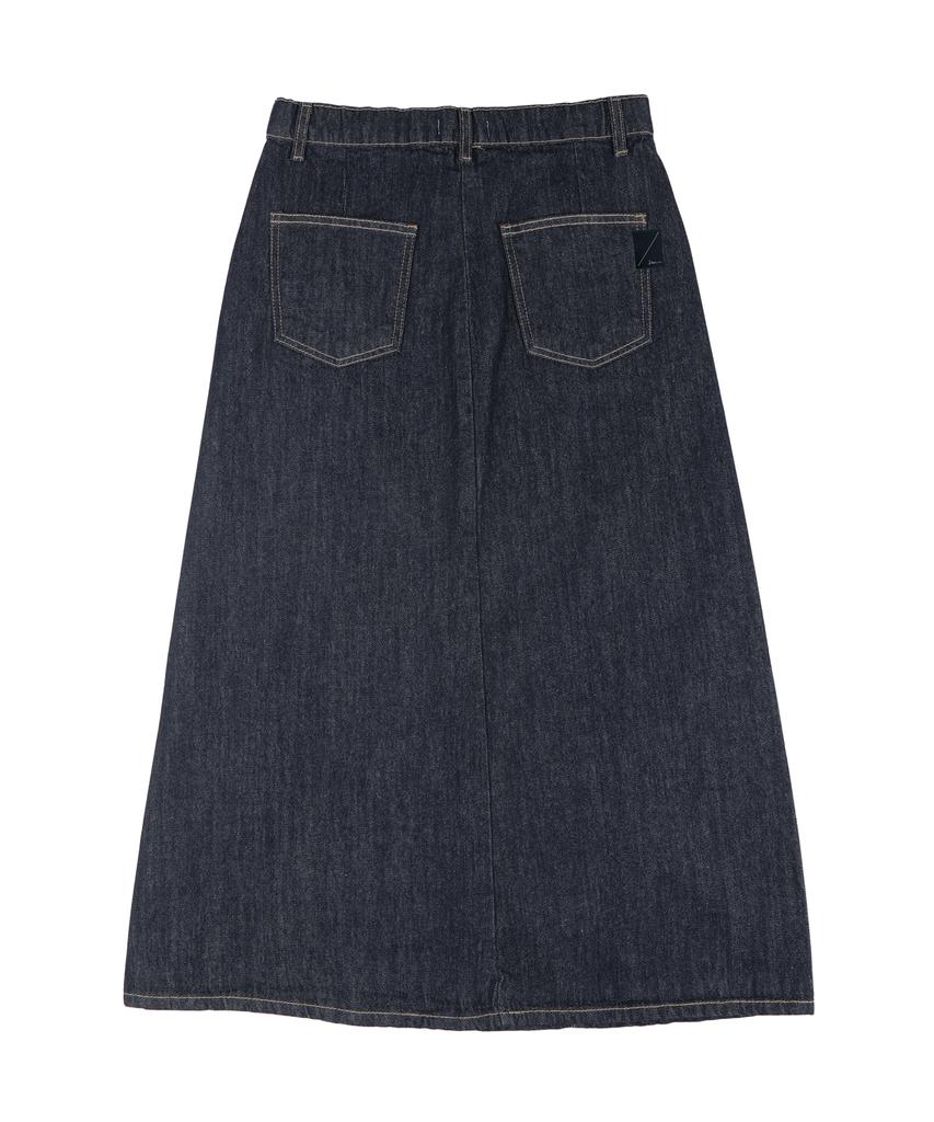 Monkey Flower Non-Fade Midi-Length Denim Skirt Dark Indigo / Ms6Wds01F D-Indigo