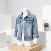 Giacca di Jeans da Donna Primavera Manica Corta Polo Casual per l'Uso Quotidiano