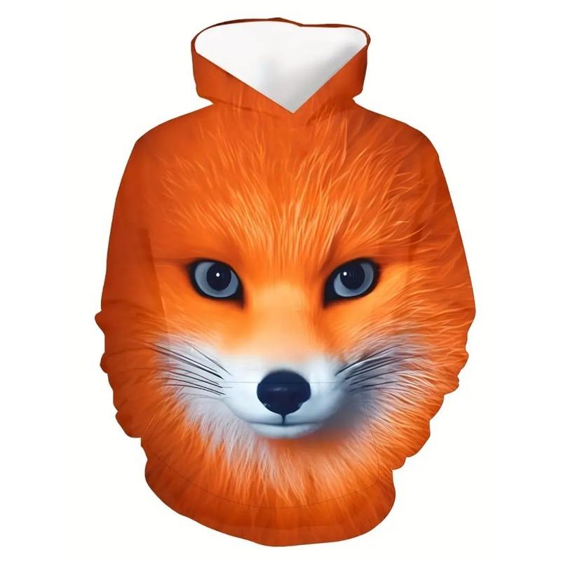Modischer Kinder Hoodie Tiergrafiken Langarm Fuchs 3D Druck Junge Mädchen Sweatshirt Streetwear Locker Kinderkleidung Oberteil