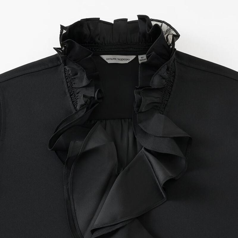 Giovanni Valentino Women's Elegant Ruffled V-Neck Chiffon Blouse