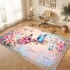 Butterfly Theme Crystal Velvet Floor Rug Personalized Custom Name Text Warm Carpet Home Decoration