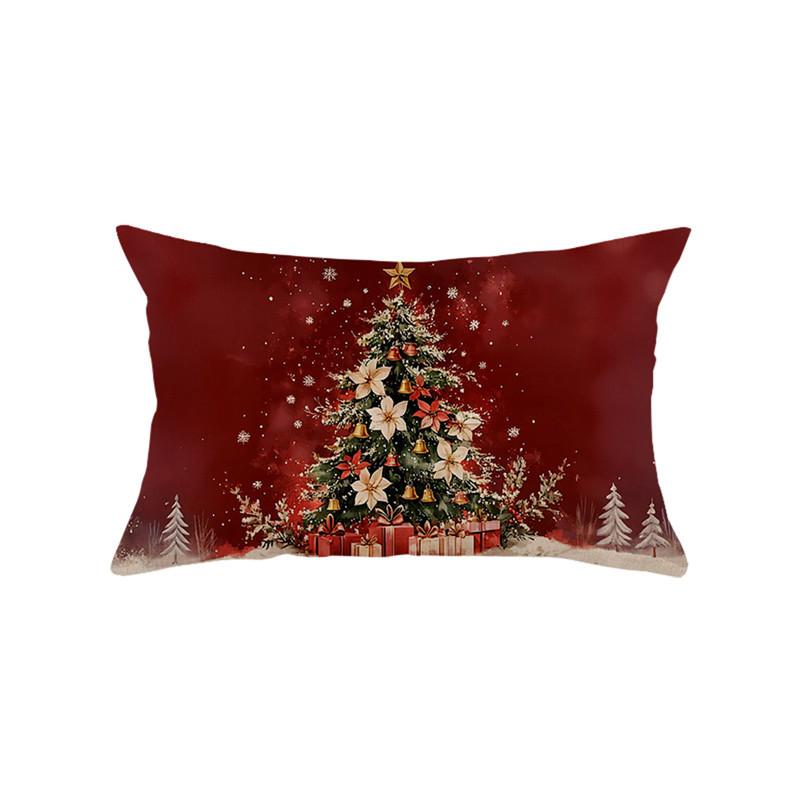 Christmas Atmosphere Pillow Cover Santa Claus Home Snow Scene Print Sofa Bedside Decoration Cushion Cover