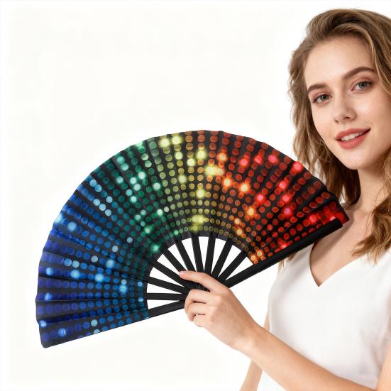 Kungfu Fächer Faltbar Tragbar 13-Zoll Handheld Bambusfächer mit Fluoreszierender Leuchtfarbe Leichtes Kühlendes Accessoire