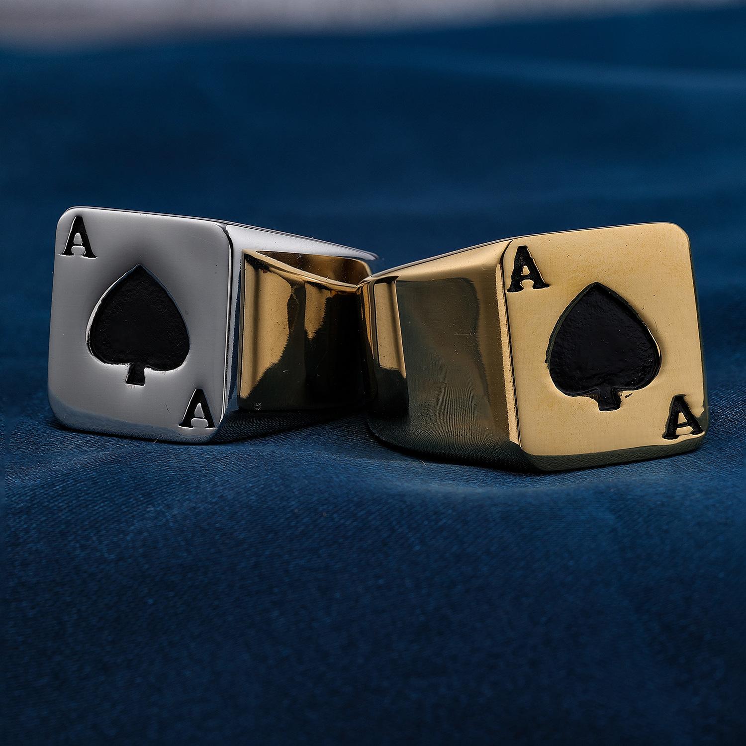 

Серебряное кольцо S925, персонализированное кольцо с игральной картой, мотоциклетное кольцо с изображением туза червей, модная бижутерия 7