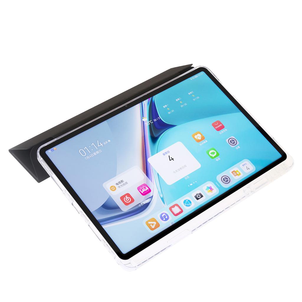 For Huawei MatePad SE 11 Case Tri-Fold Stand Leather+TPU+Acrylic Clear Back Tablet Cover