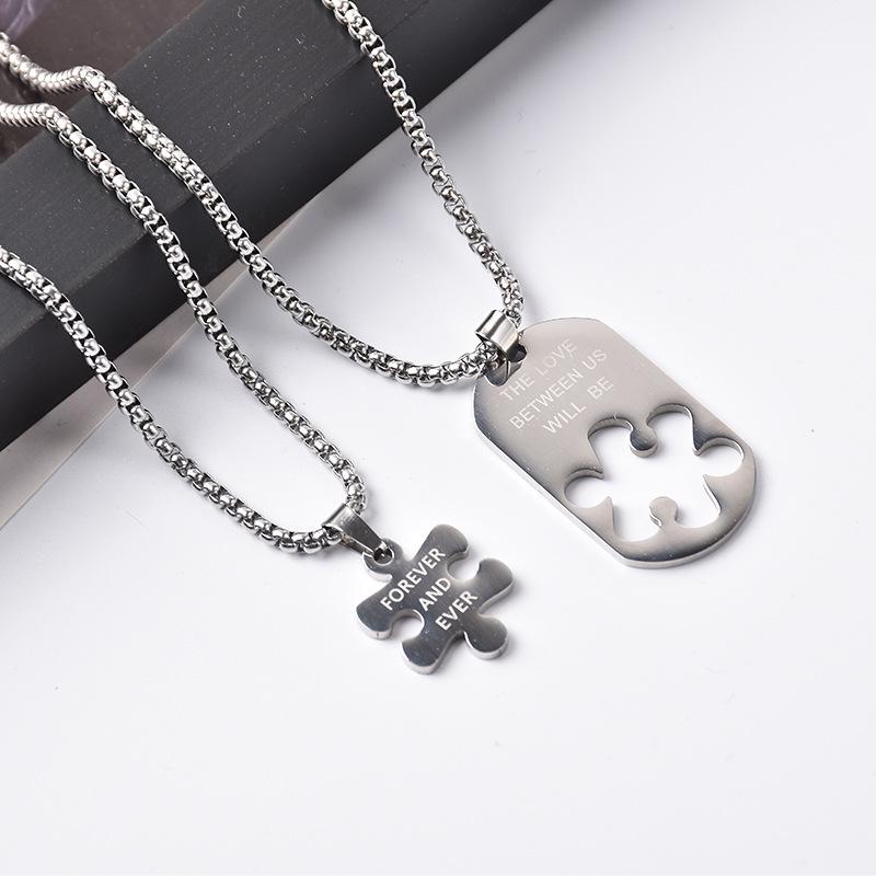 Qianji Love Key Engraved Couple Necklace Set: Creative Fashion Accessory for Partners and Students