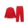 Skechers Fashionable Lazy V-Neck Cardigan Festive Pajama Set Women pajamas Red L225W268-00BM