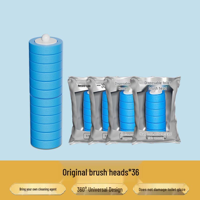 Disposable No-Punch Toilet Brush with Replacement Head - Essential Home Bathroom Cleaner