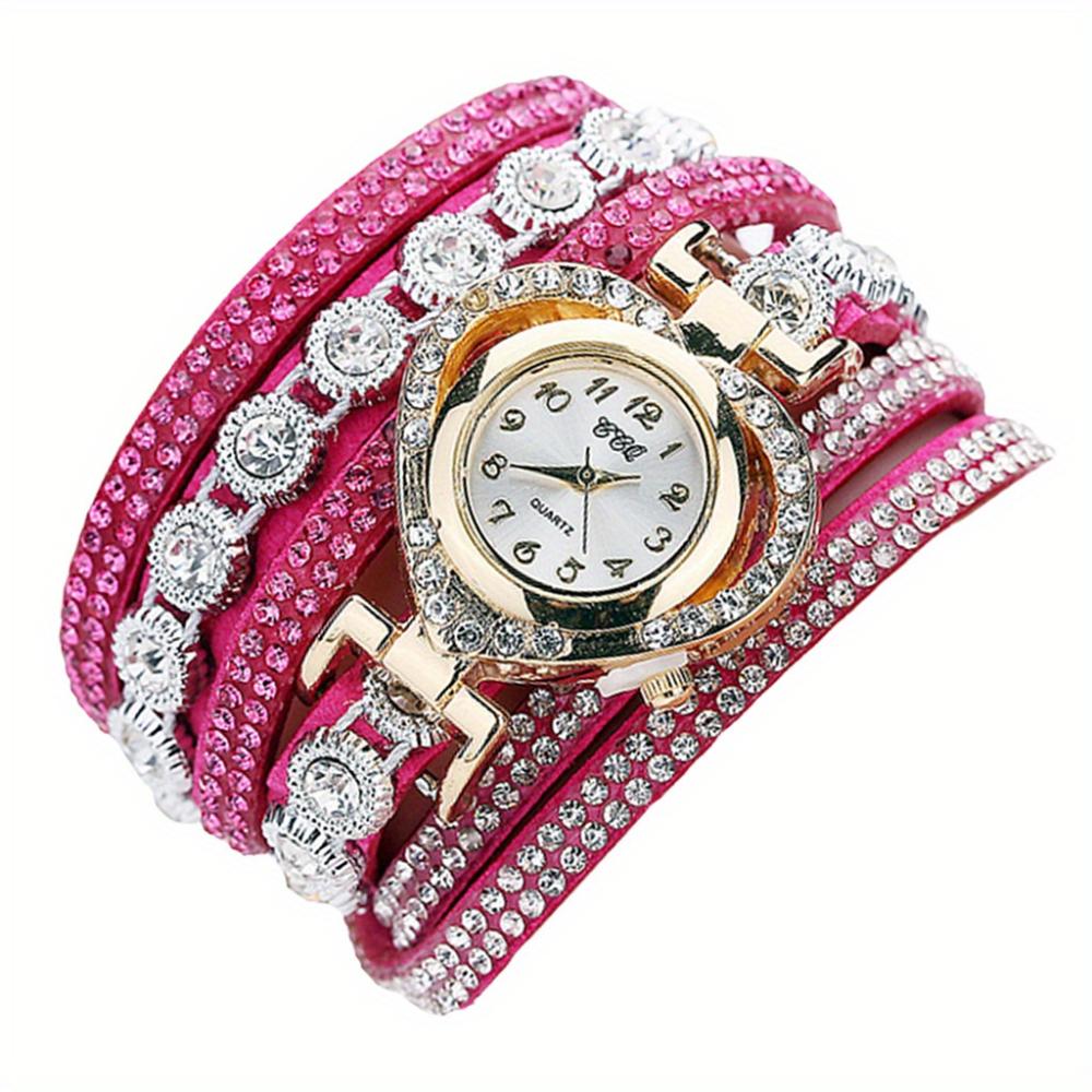 Luxury Rhinestone Bracelet Watch, Women's Multi-layer Analog Watch, Christmas and New Year Gifts