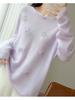 2026 Autumn/Winter 3D Embroidered 100% Wool Loose Knit Sweater - Sweet Style, Round Neck.