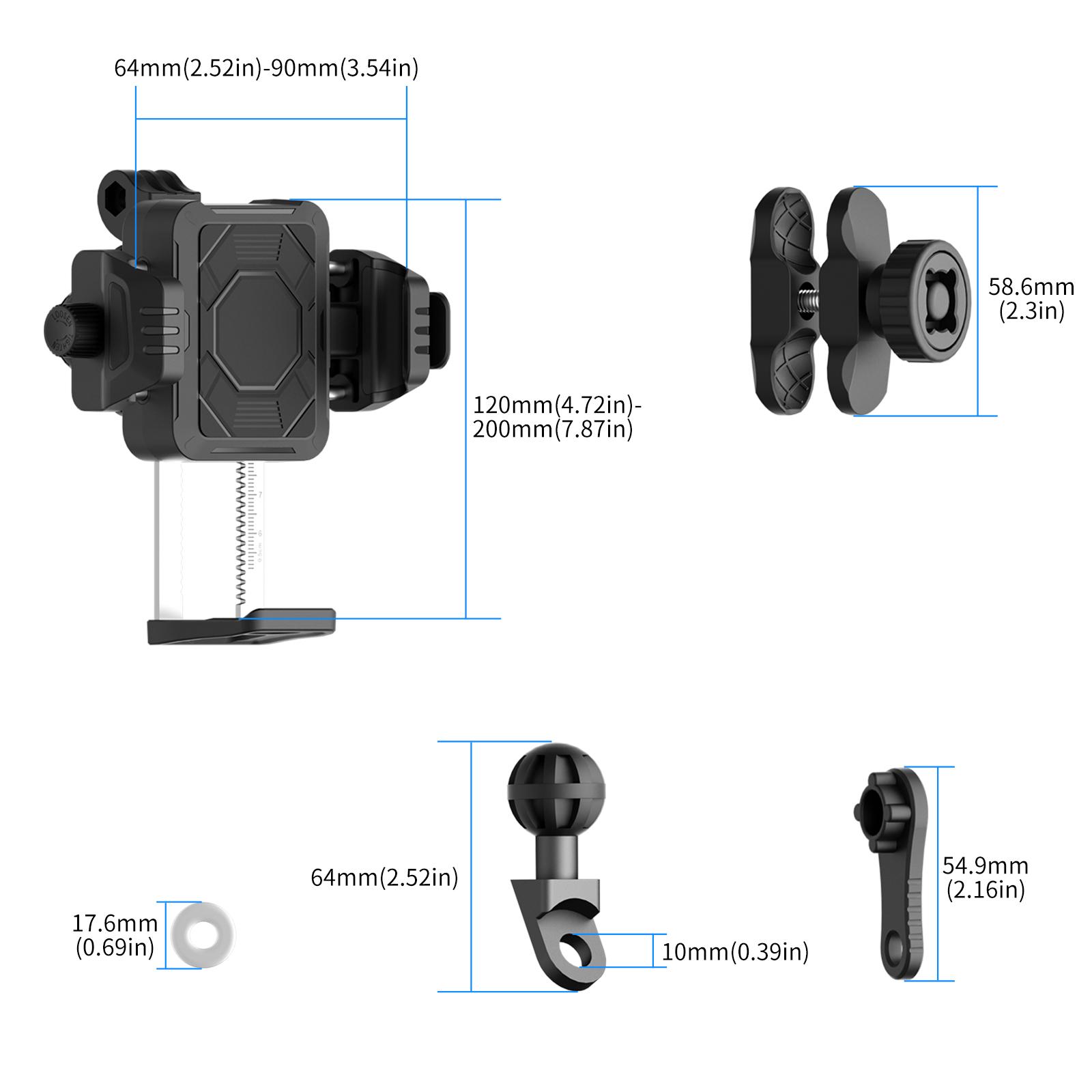 360° Shockproof Universal Bike & Motorcycle Phone Mount Motorcycle Cell Phone Holder Side Mirror Mount Manual clip