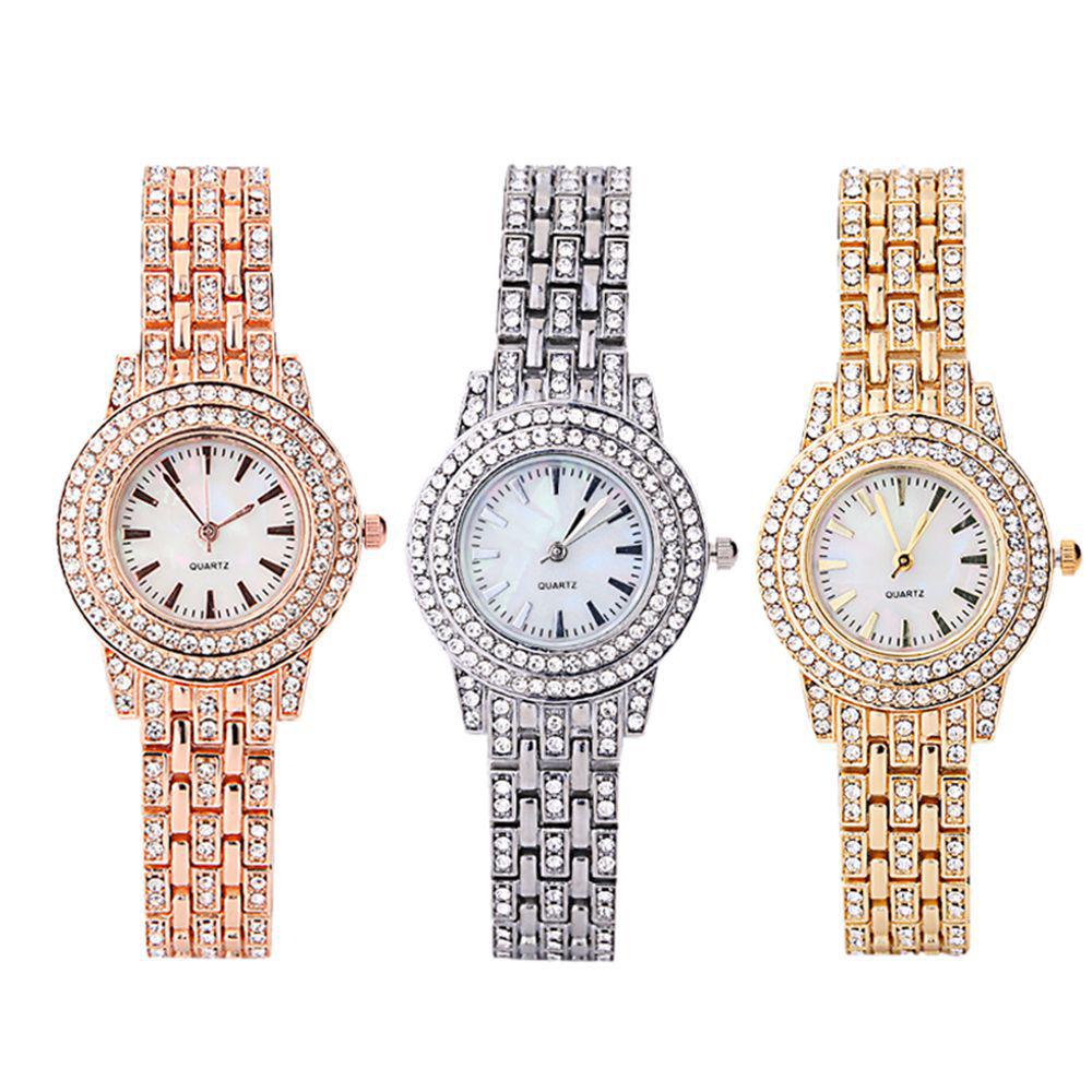 Elegante Damen-Armbanduhr mit Strasssteinen - Modisches Accessoire mit Diamant-Intarsien