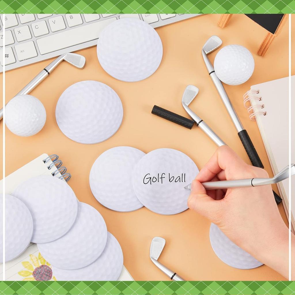 Estune 12 Pcs Ballpoint Pens and 12 Pads Sticky Notes Cool Party Favors Mini Decorative Pens Funny Sports Club Props Black Gel Ink for Office