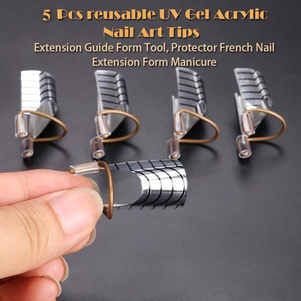 5PCs Flexible Nail Forms Adjustable Manicure Tool for Nails Extension Tips