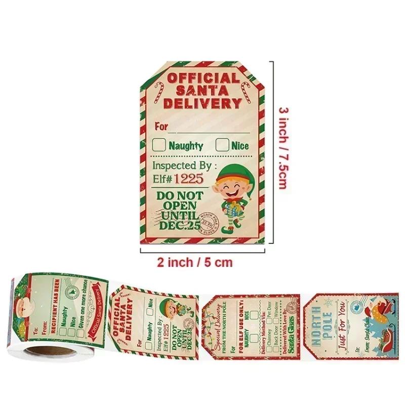 1roll Merry Christmas Gift Tags Santa Claus Labels Stickers Holiday Gifts From Cards Accessories Home Party Decor Supplies
