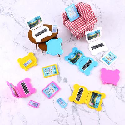 3ks/sada 1:12 miniaturní domeček pro panenky skládací model notebooku počítač tablet sada telefonu domeček pro panenky kancelářská scéna domácí dekorace hračka