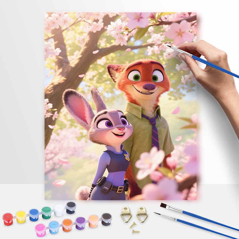 Disney Zootopia Judy Hopps Nick Wilde Oil Painting Hand Painting Art Kit Coloring Painting Handmade Diy Home Decoration Gift