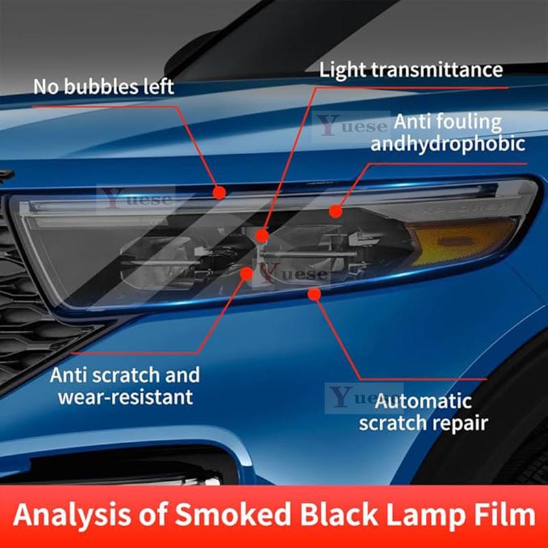 Für Mazda CX90 2024 CX-90 2 Stück Auto Scheinwerfer Schutzfolie Transparent Geräuchert Schwarz TPU Aufkleber