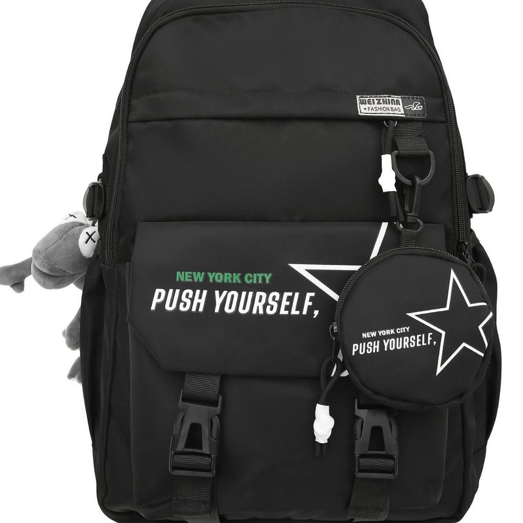Schoolbag Japanese ins Tooling Style School Bag Male Large Capacity Junior High School Student Backpack Cool College Student Couple Backpack