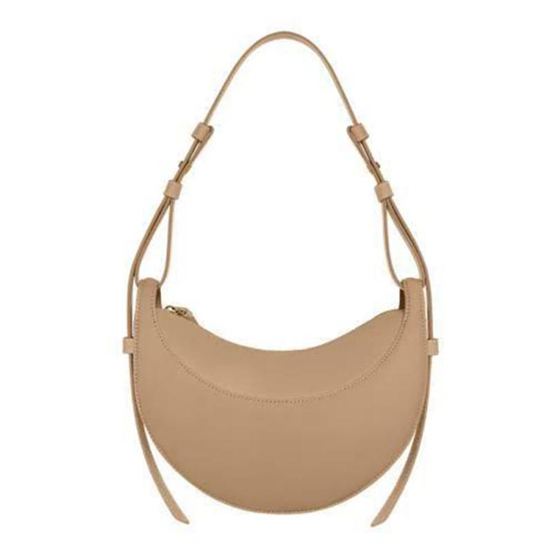 Solid Color Crescent Shaped Shoulder Bag Pu Leather Womens Crossbody Purse For Daily Use