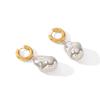 18K Gold Stainless Steel Plain Hoop Earrings, Ins Style Niche Design, Premium Steel Bead Baroque Pendant Earrings