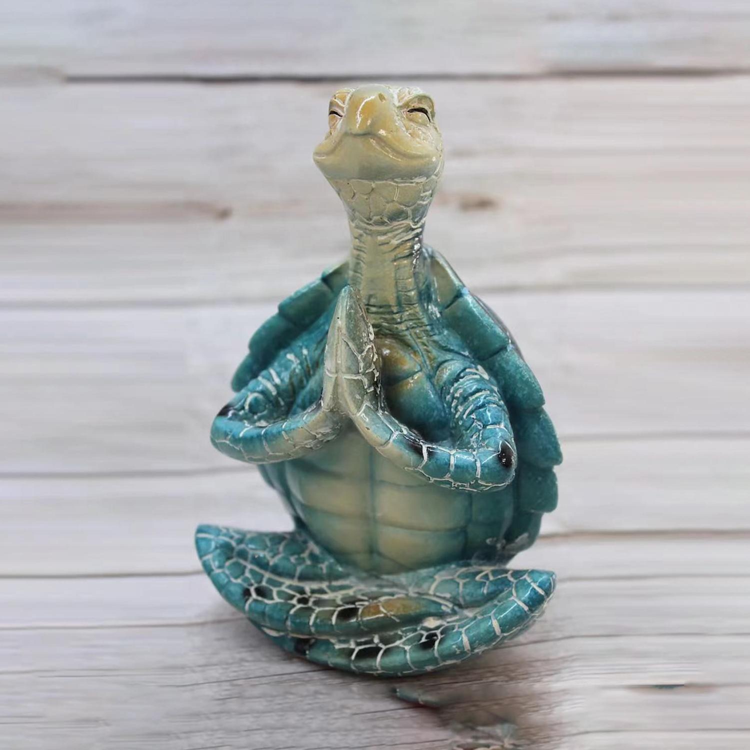 Resin Craft Meditation Turtle Statue Home Garden Office Sculptures Peacefulness Meditating Turtle Figurine Ornament Decoration