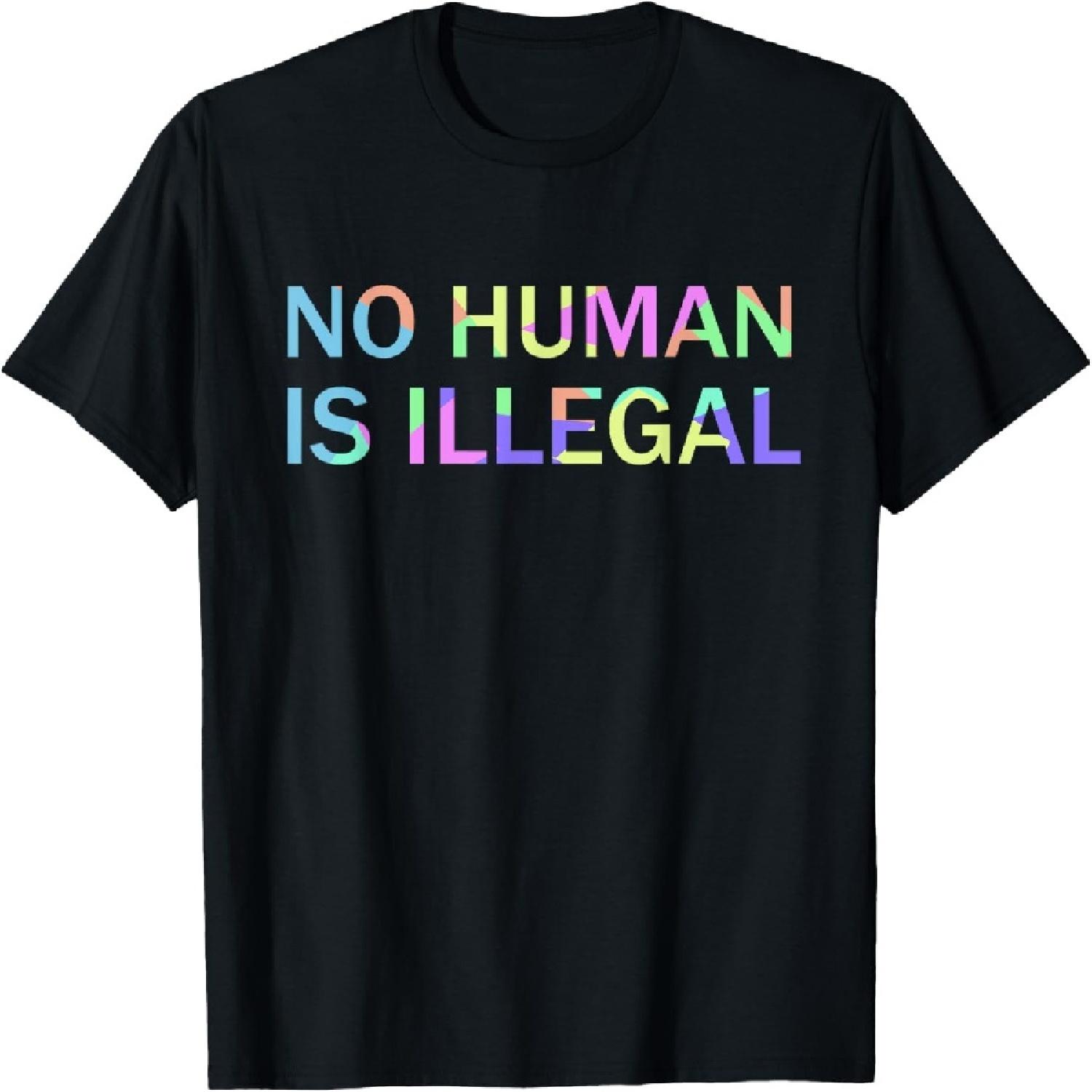 Pro Immigration Gear No Human Is Illegal Pro Immigration T-Shirt - Women s Classic Fit Black Short Sleeve T-Shirt - Small S