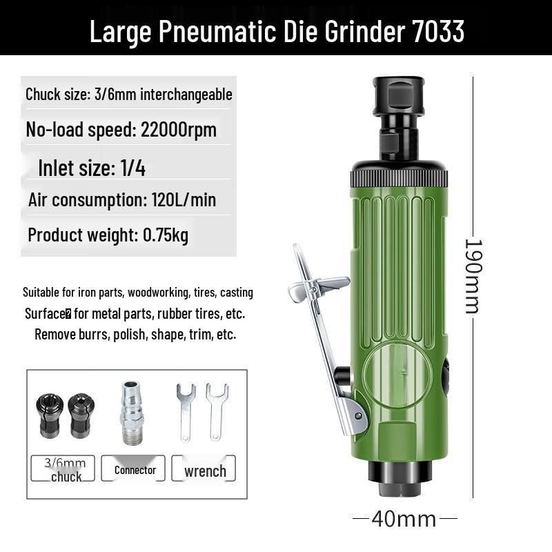TURBOSUN Large Pneumatic Die Grinder 7033 CN plug (adapter included)