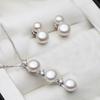 Real Natural Pearl Necklace And Earring Set Woman,Luxury 925 Silver Pearl Jewelry Set Wife Mother Birthday Gift White Black