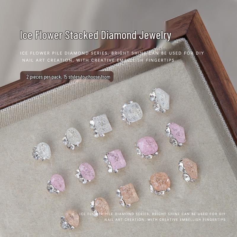 

Ice Flower Diamond Nail Art Accessories Set: Square, Rectangle, Oval, Water Drop, and Irregular Shapes (2 Pieces)