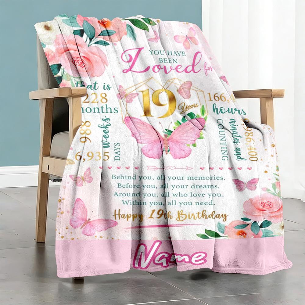 Birthday Personalized Text Blanket Lightweight Personalized Blanket Soft & Cozy Great for Livingroom Home Decor Bed Office Chair Ideal for All Seasons