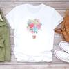 Trendy short-sleeve T-shirt with stylish prints, perfect for women's summer wear.