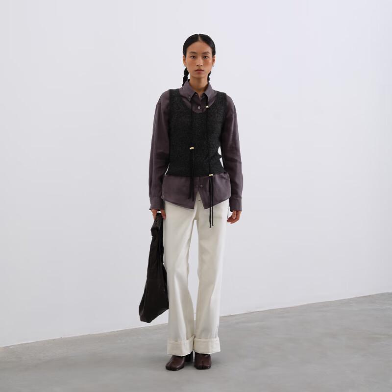 GREEN BELT Women's Merino Wool Blend V-Neck Knit Vest