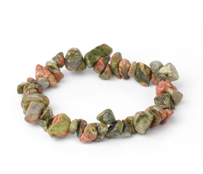 Natural Crystal Agate Chip Beaded Bracelet Elastic Stretch Handmade Jewelry for Women and Men Unisex Accessory One Size