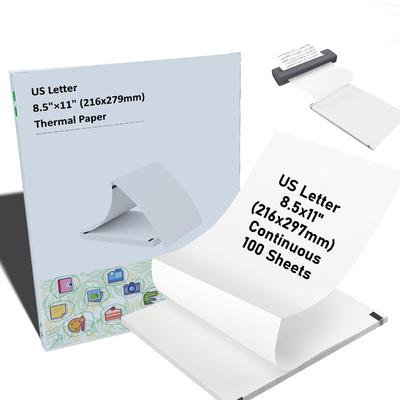 Thermopapier 8,5 x 11 Zoll, Schnelltrocknendes US-Letter-Thermopapier, Für M08F M832 Tragbaren Drucker, Endlosfaltung Thermopapier